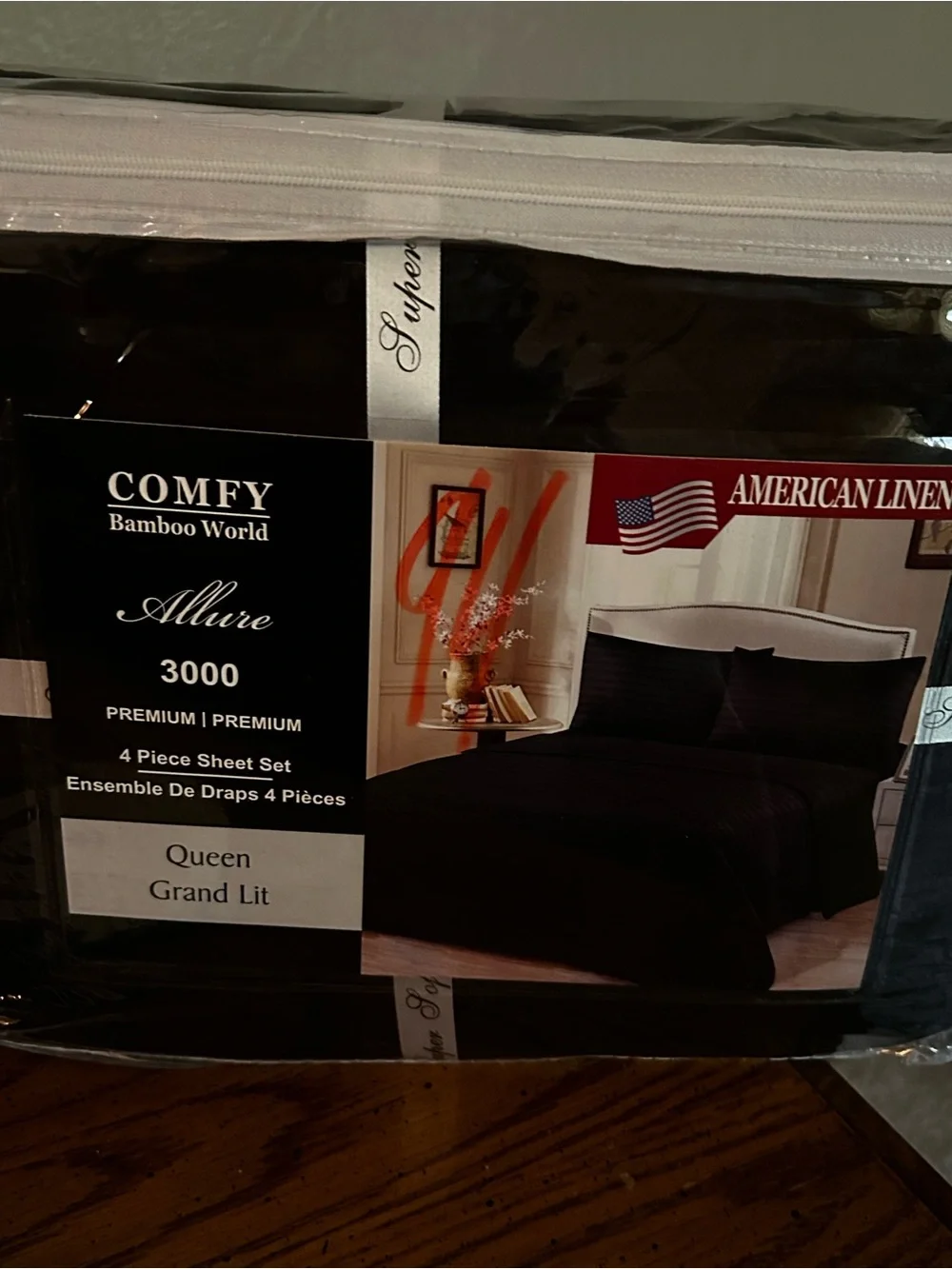 Allure Queen Sheet Set Black Bamboo World 3000 4 Pc Deep Pocket
